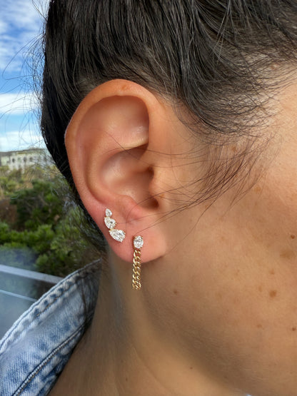 Triple Pear Diamond Flat Back Stud