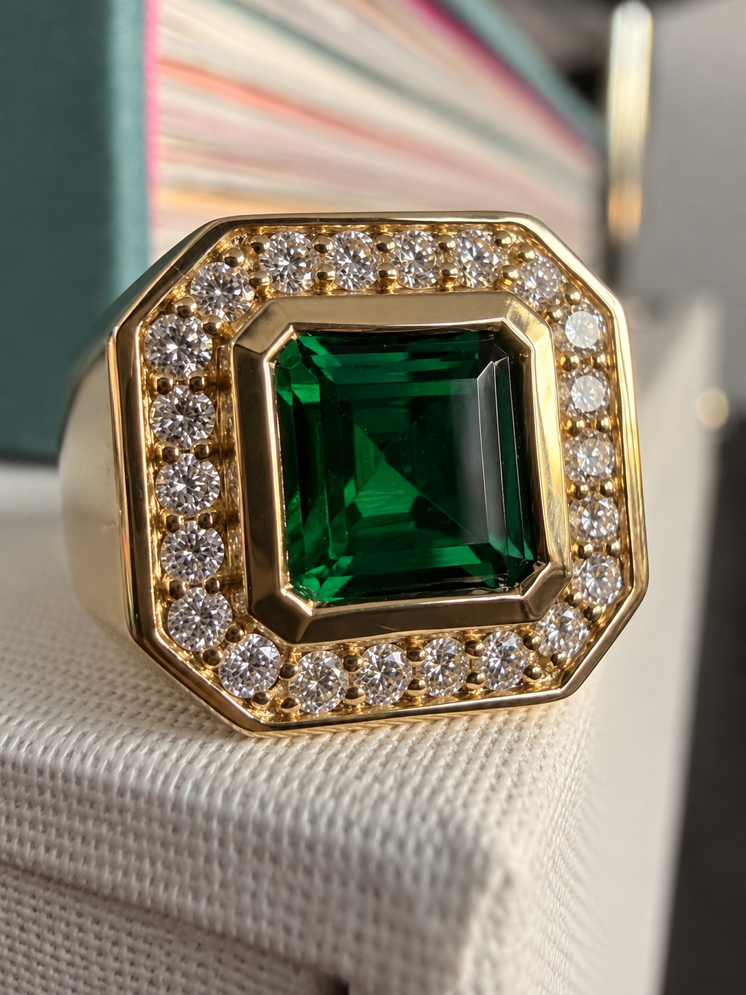 Gourmandise Signet Ring Emerald• 9K Solid Gold