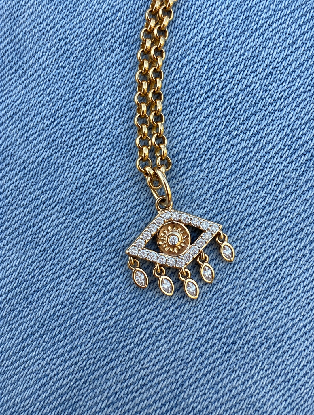 Naomi Evil Eye Diamond Pendant •10K Solid Gold