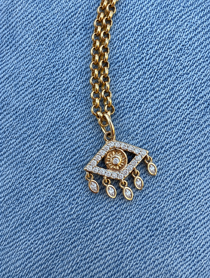 Naomi Evil Eye Diamond Pendant •10K Solid Gold