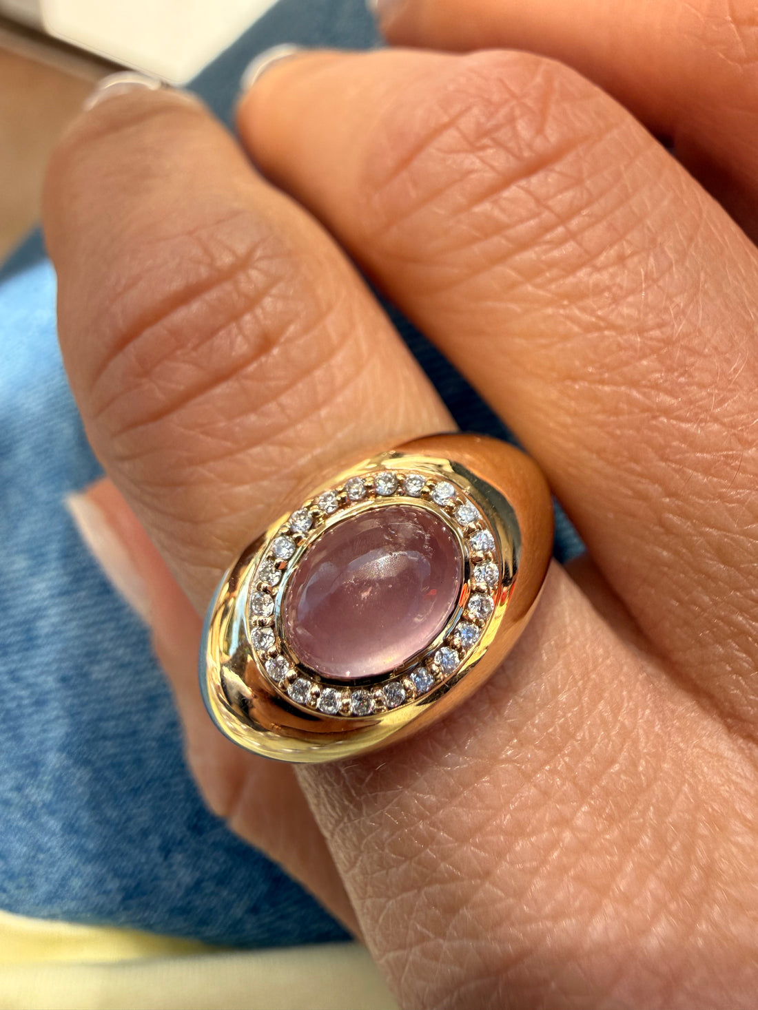 Tamara Rose Quartz Solid Gold Ring