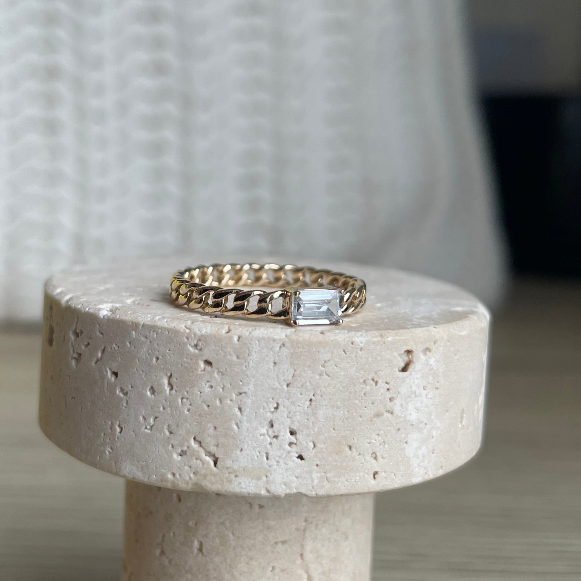 "Nina" Curb chain Link Diamond Ring - - Jewelry - Goldie Paris Jewelry - Ring stackable statement