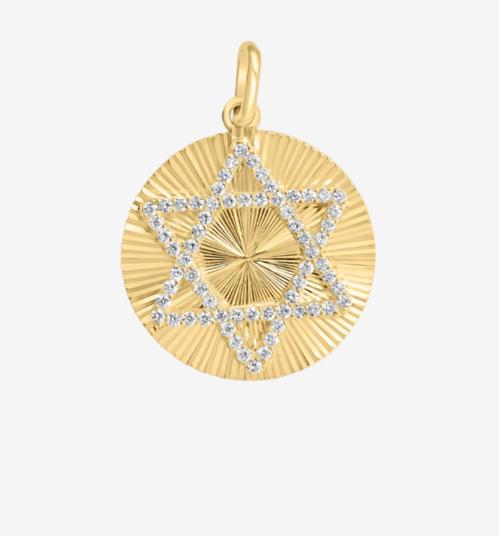 Golda Star of David fluted with Diamonds