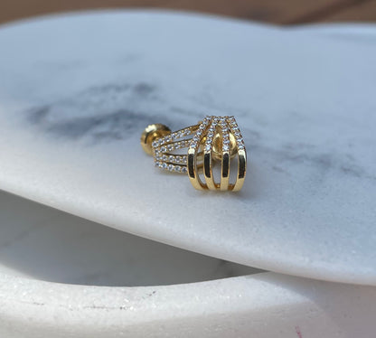 Four-Row Pavé Diamond EarCuffs Huggies Earrings - - Jewelry - Goldie Paris Jewelry - Earring