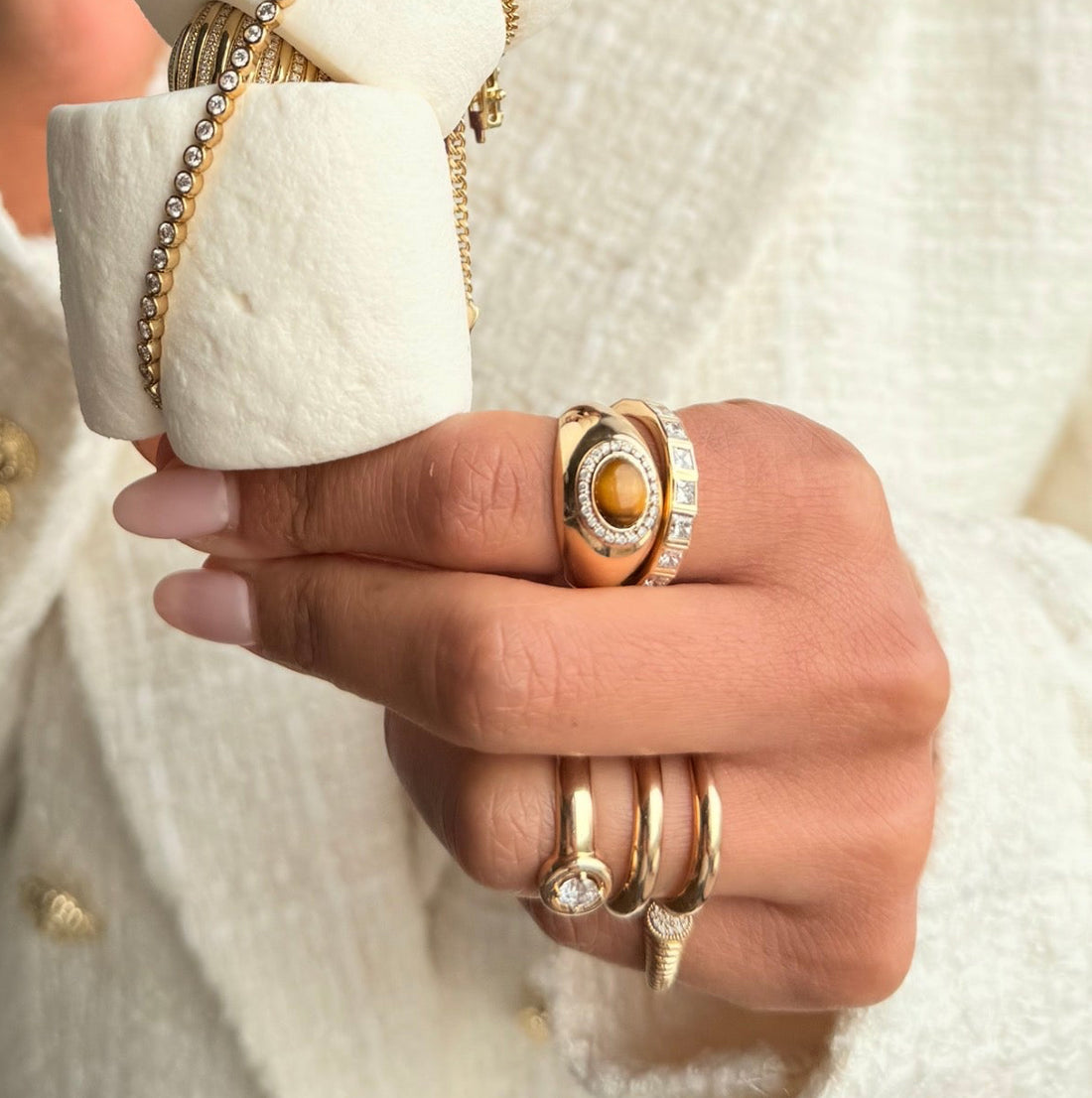 Tamara Tiger Eye Solid Gold Ring
