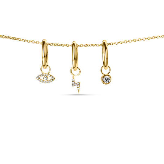 Charm hoops - Lightening, Diamond or Evil Eye