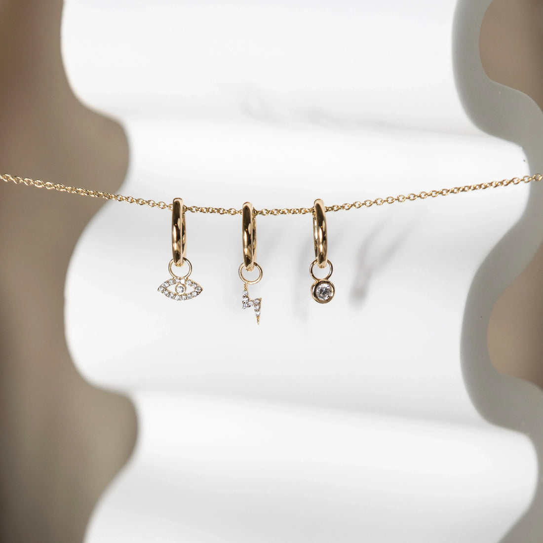 Charm hoops - Lightening, Diamond or Evil Eye