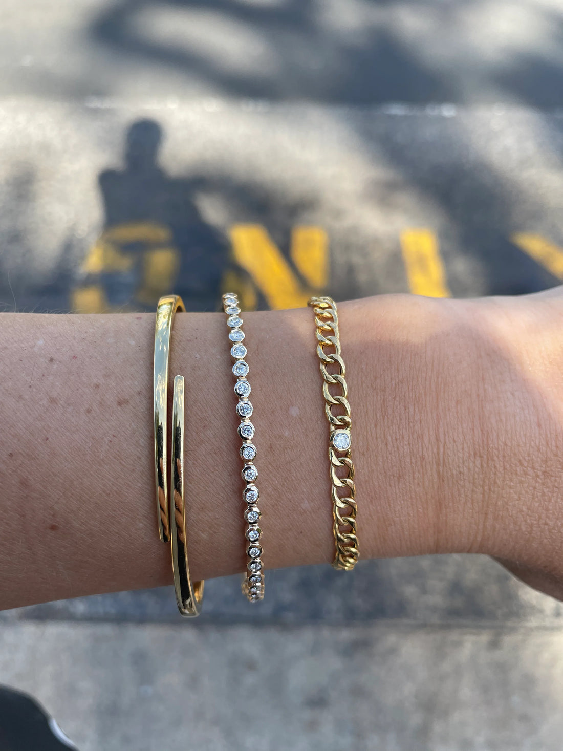 Chloe Bezel-set Diamonds Bangle - White Gold