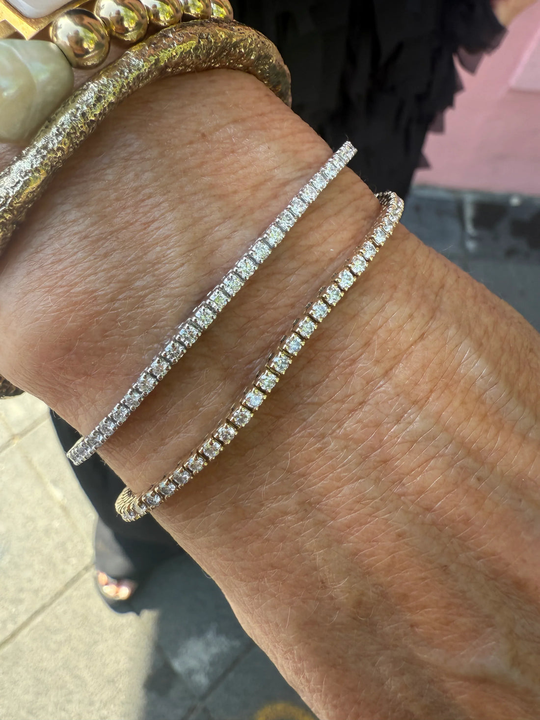 Classic 2 Carat Solid Gold Tennis Bracelet - White Gold