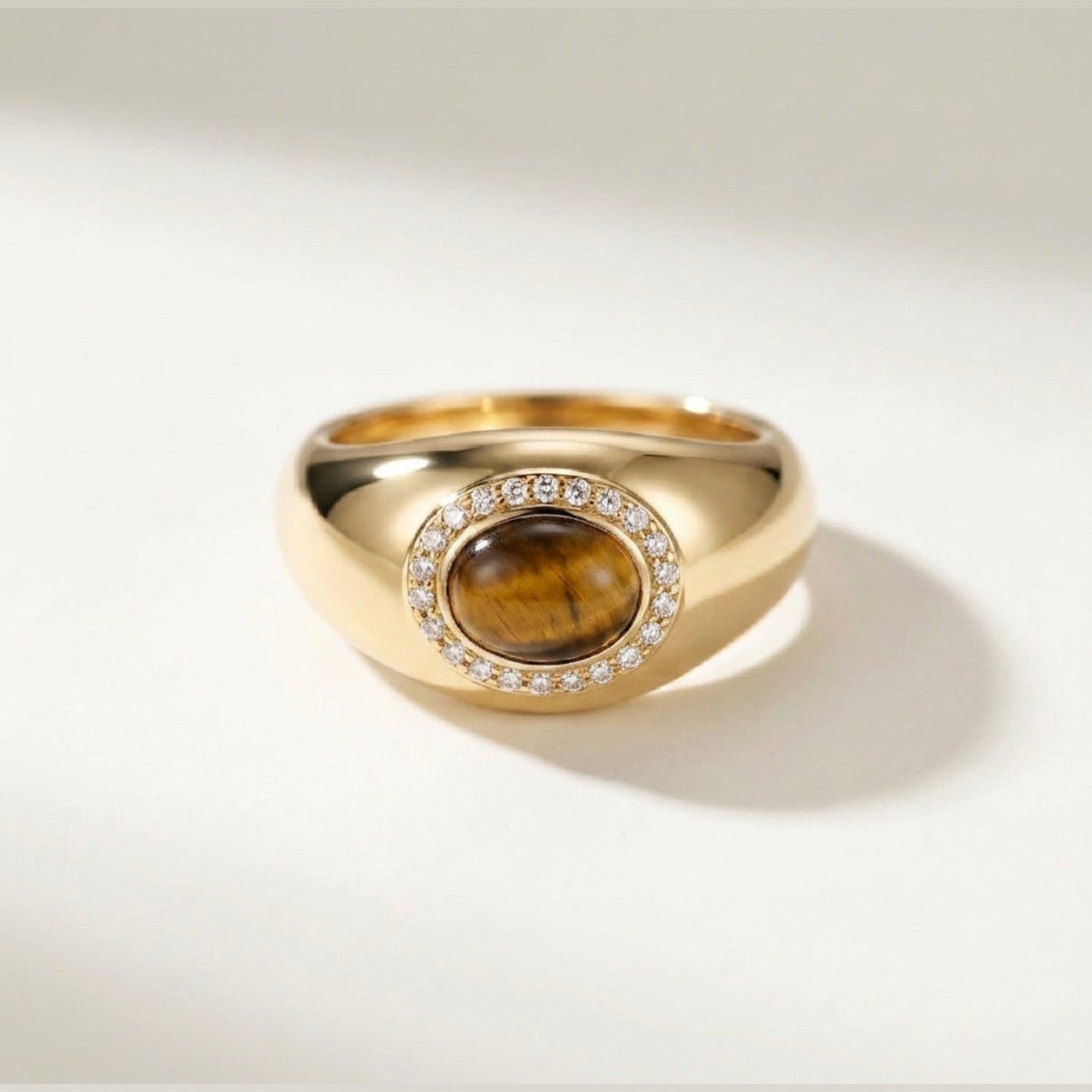 Tamara Tiger Eye Solid Gold Ring