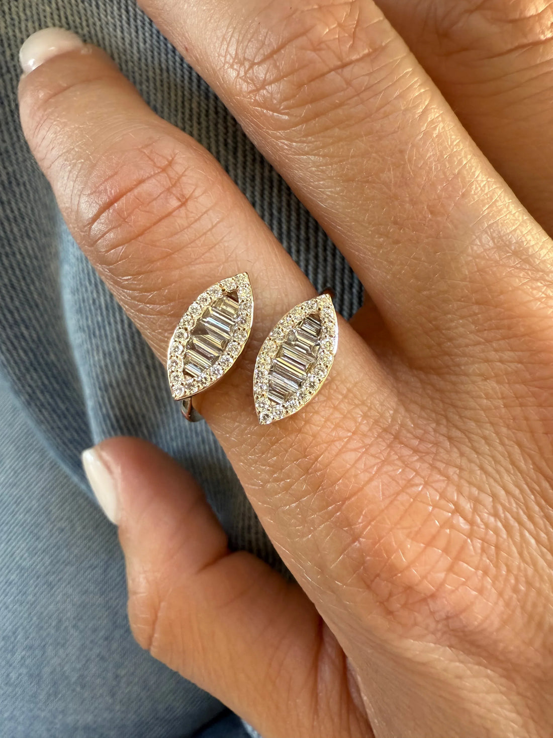 Maxi Julie Double Leaf Diamond Ring - Yellow Gold