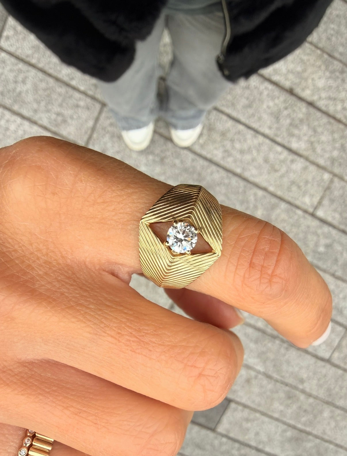 Yasmine Fluted Diamond Ring - - Jewelry - Goldie Paris Jewelry - New Arrivals Ring statement