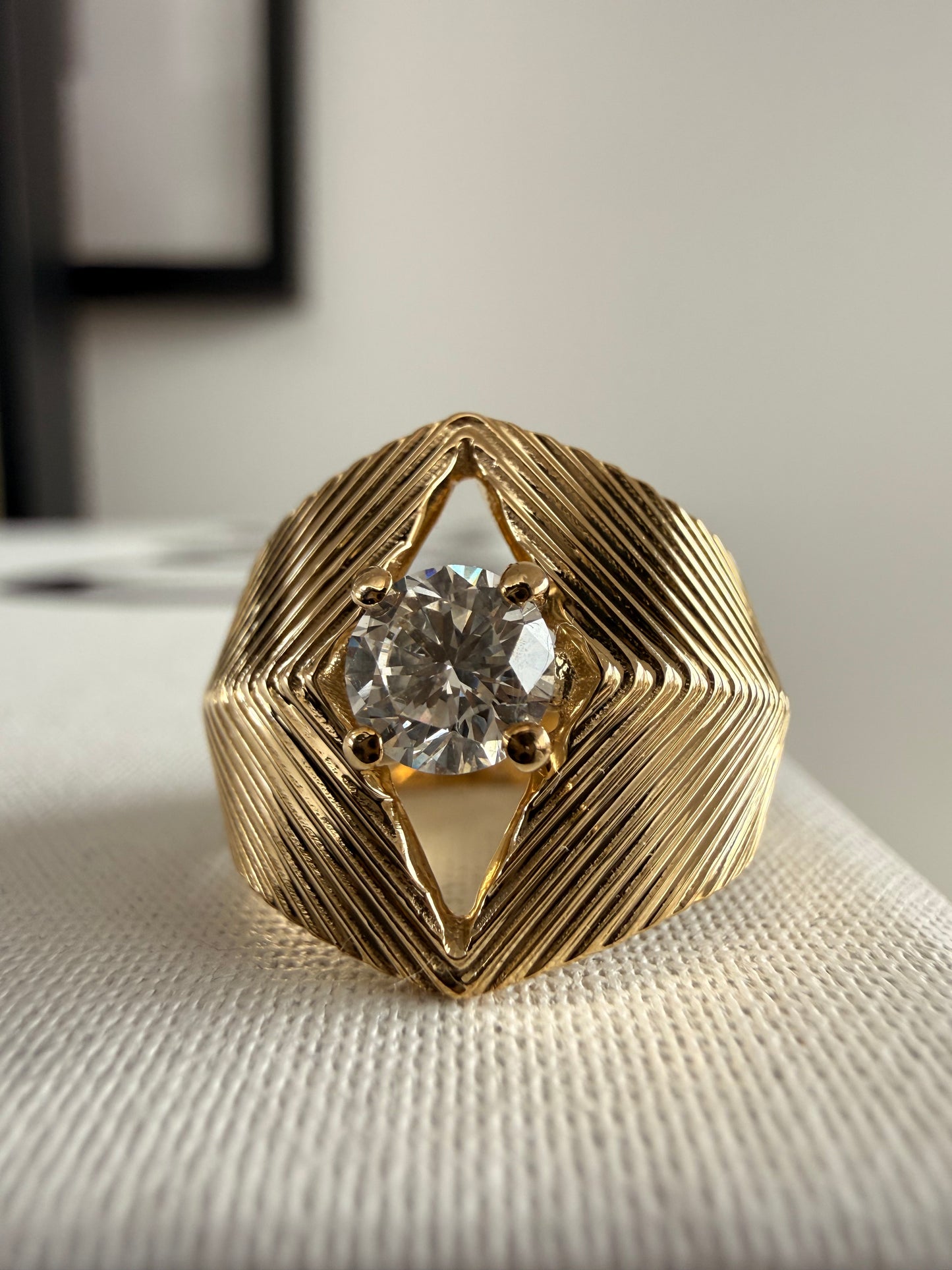 Yasmine Fluted Diamond Ring - - Jewelry - Goldie Paris Jewelry - New Arrivals Ring statement