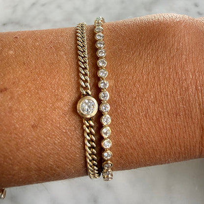 2 Carat Bezel Set Solid Gold Tennis Bracelet