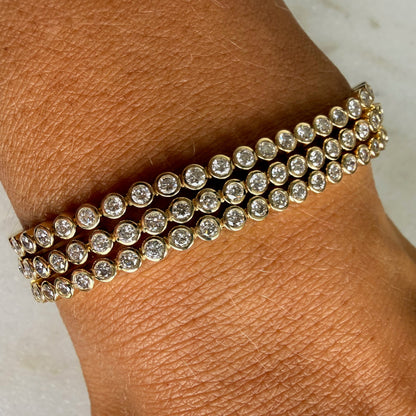 2 Carat Bezel Set Solid Gold Tennis Bracelet