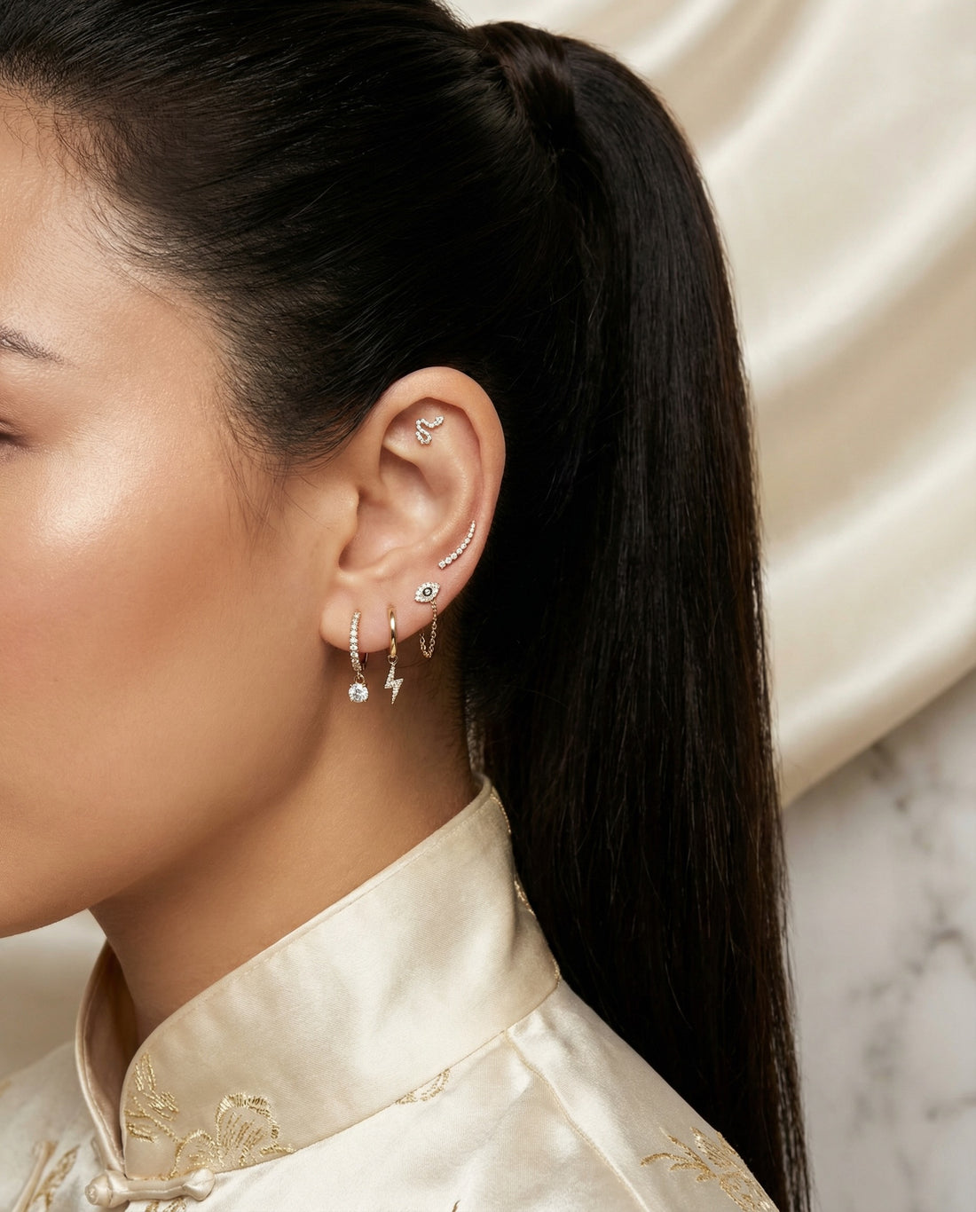 Charm hoops - Lightening, Diamond or Evil Eye