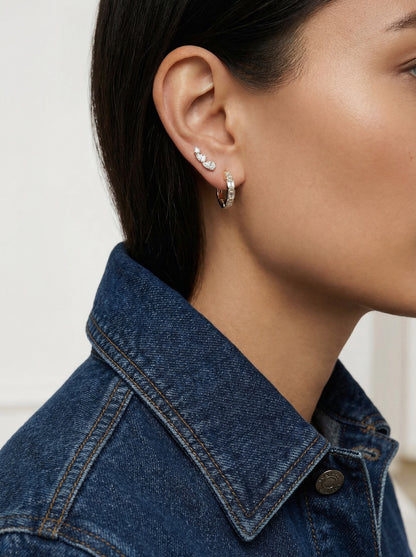 Emerald Bezel Set Diamonds Hoops