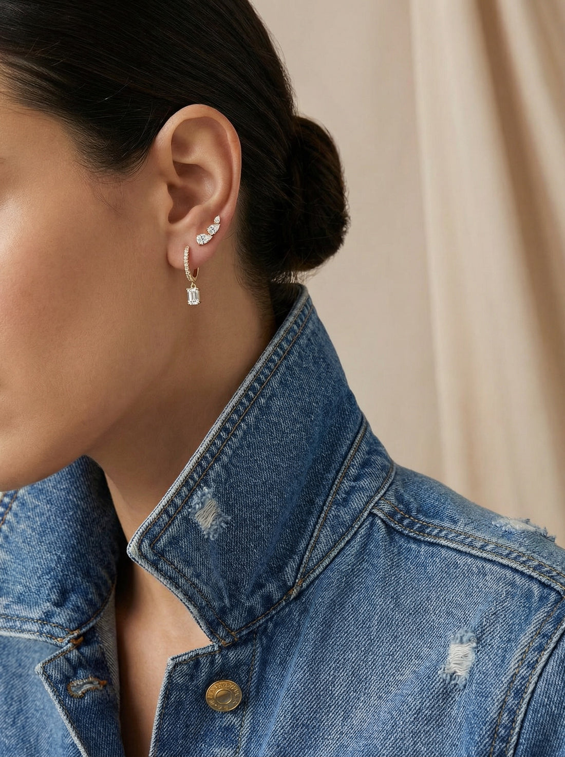 Triple Pear Diamond Stud