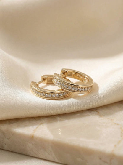 Liz Diamonds Hoops Earrings- Pair