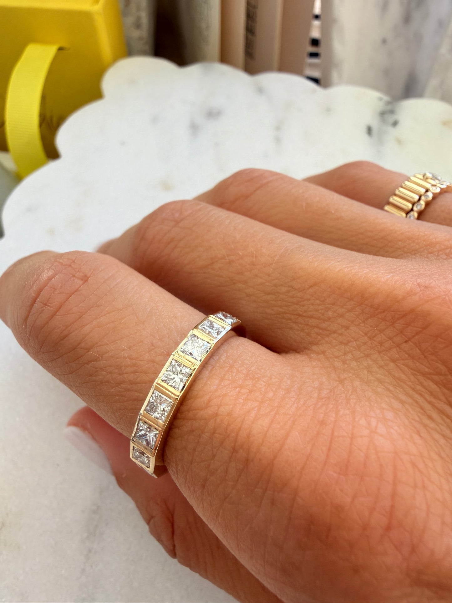 Passy Eternity Ring - Princess Cut Bezel Set