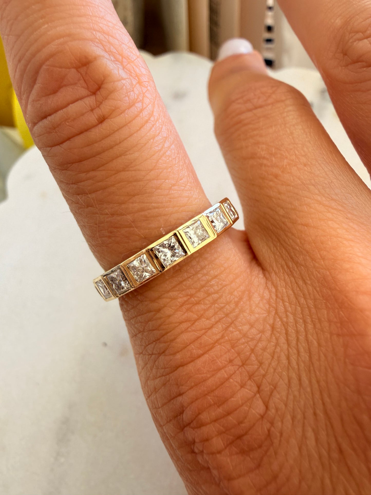 Passy Eternity Ring - Princess Cut Bezel Set