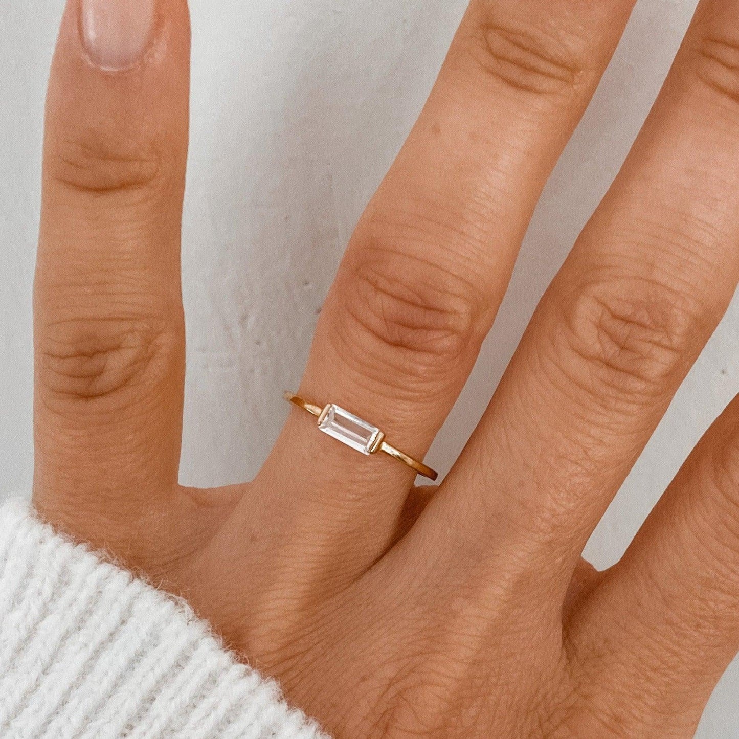 "Claire" Stackable Baguette Diamond Ring - - Jewelry - Goldie Paris Jewelry - Baguette Ring