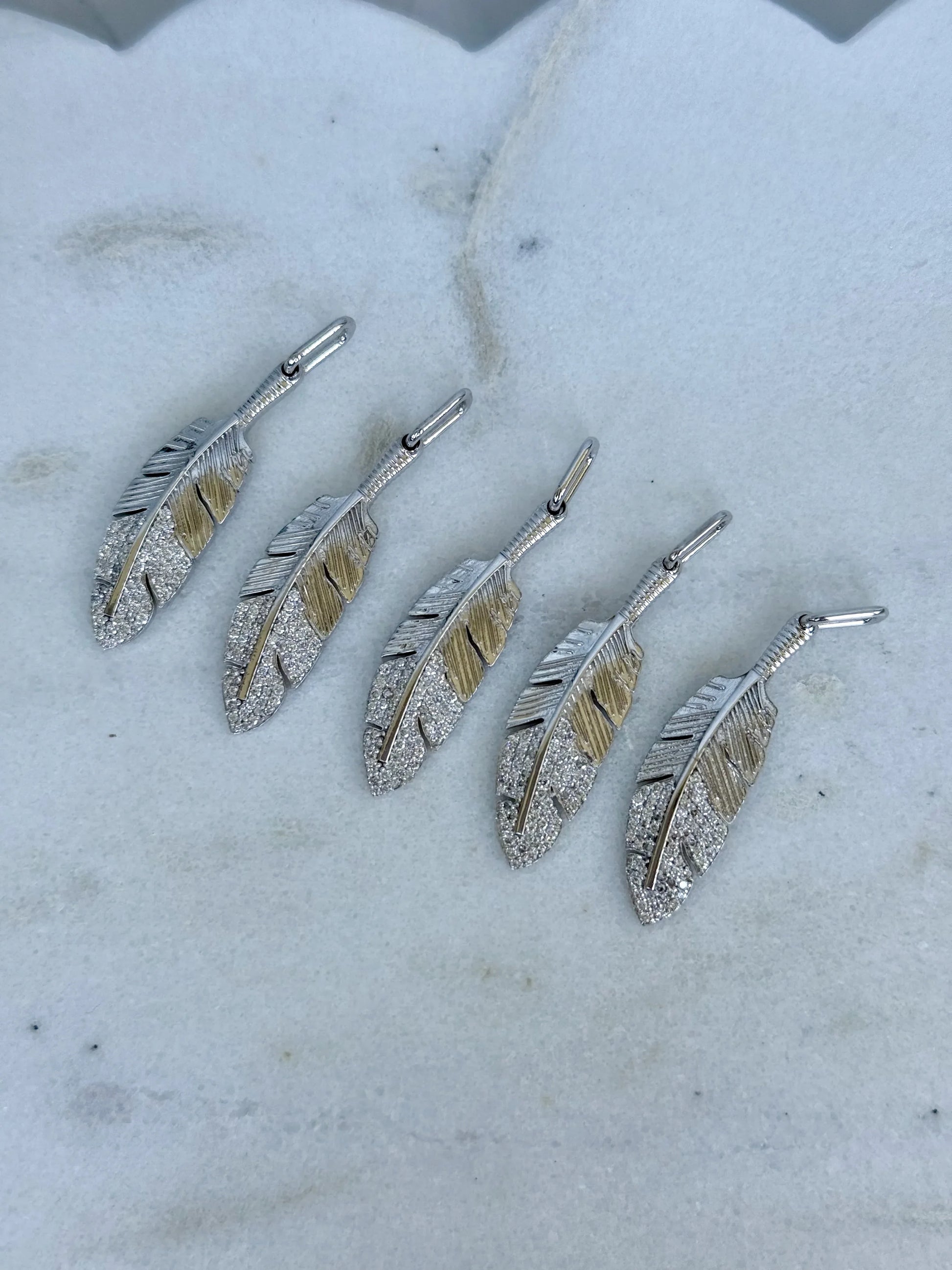 Diamond Feather Pendant - Goldie Paris Jewellery
