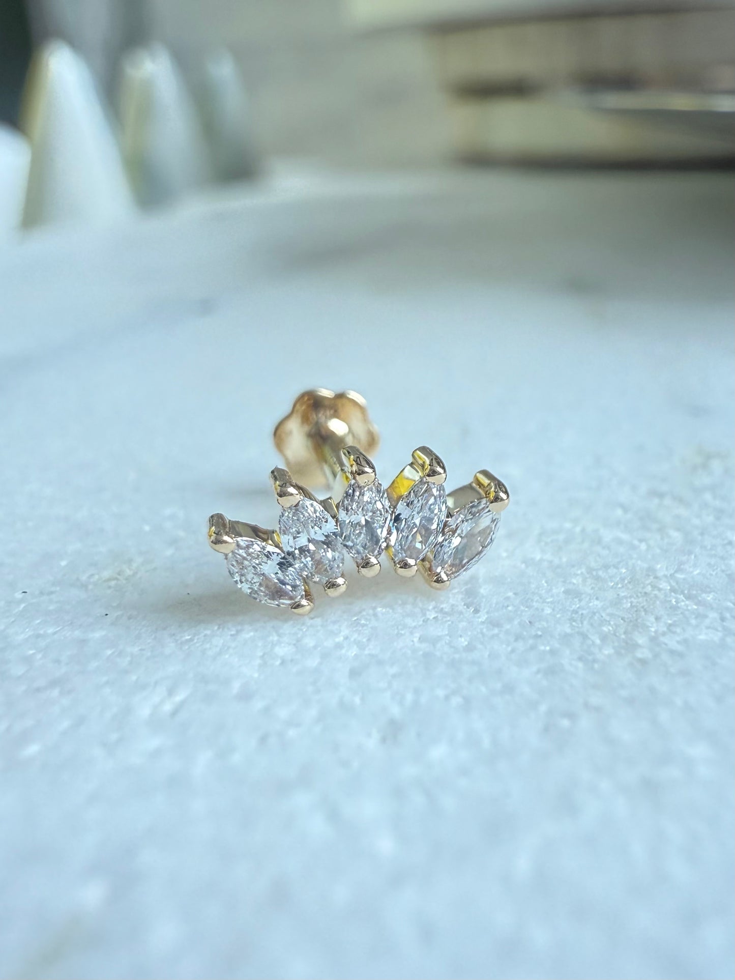 Marquise Crown Flat-Back Stud