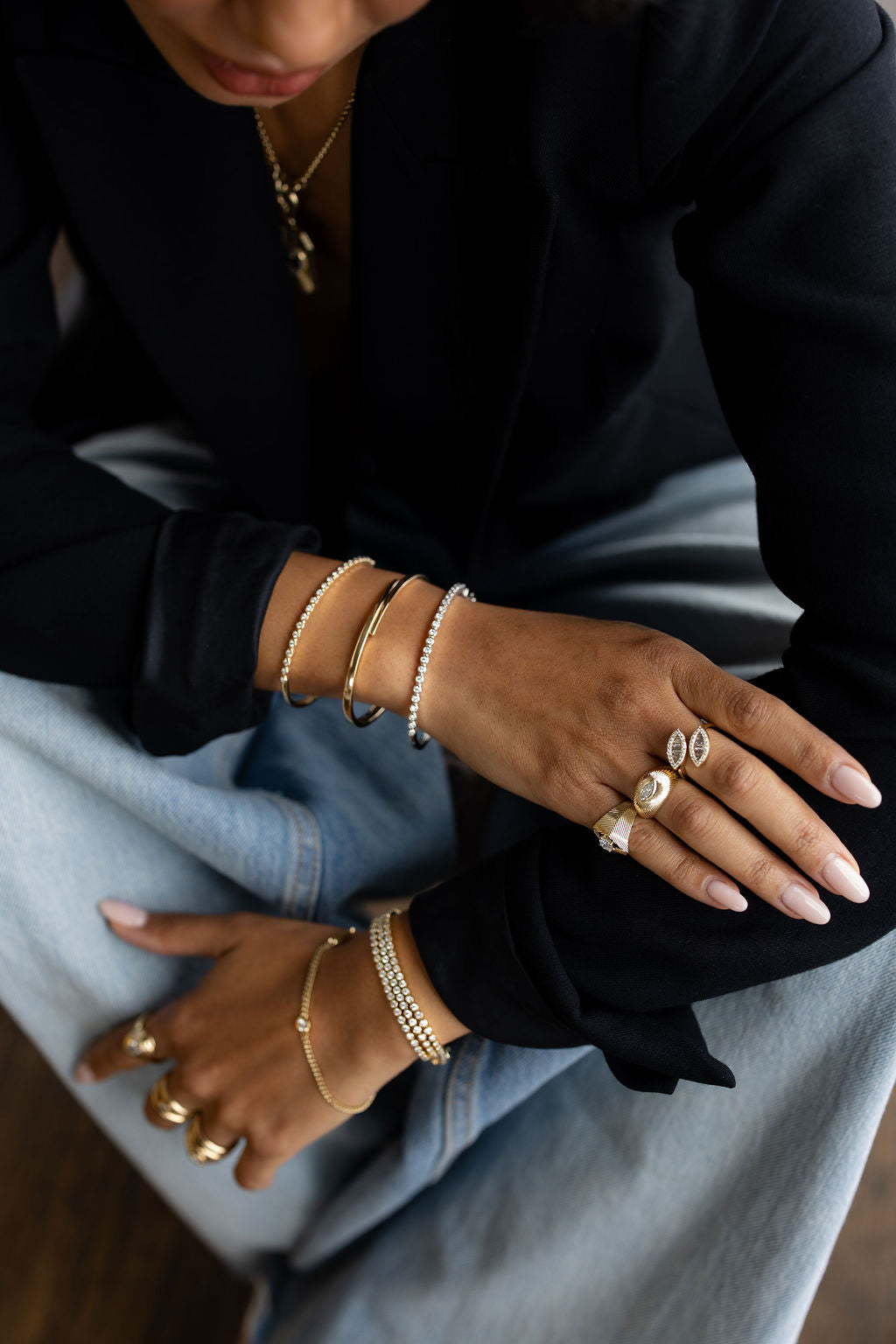 Chloe Bezel-set Diamonds Bangle - White Gold