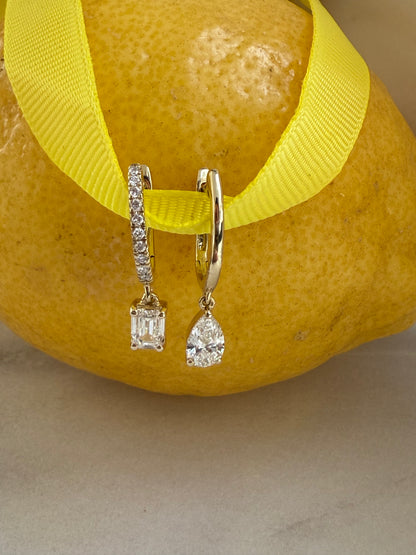 Gold Hoop with Pear Drop - Pair