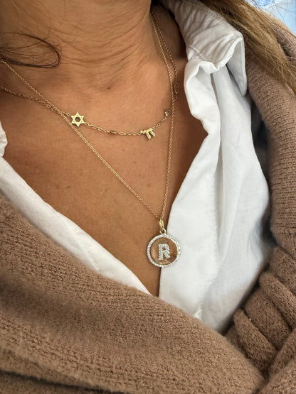 Diamond Letter Medallion Pendant