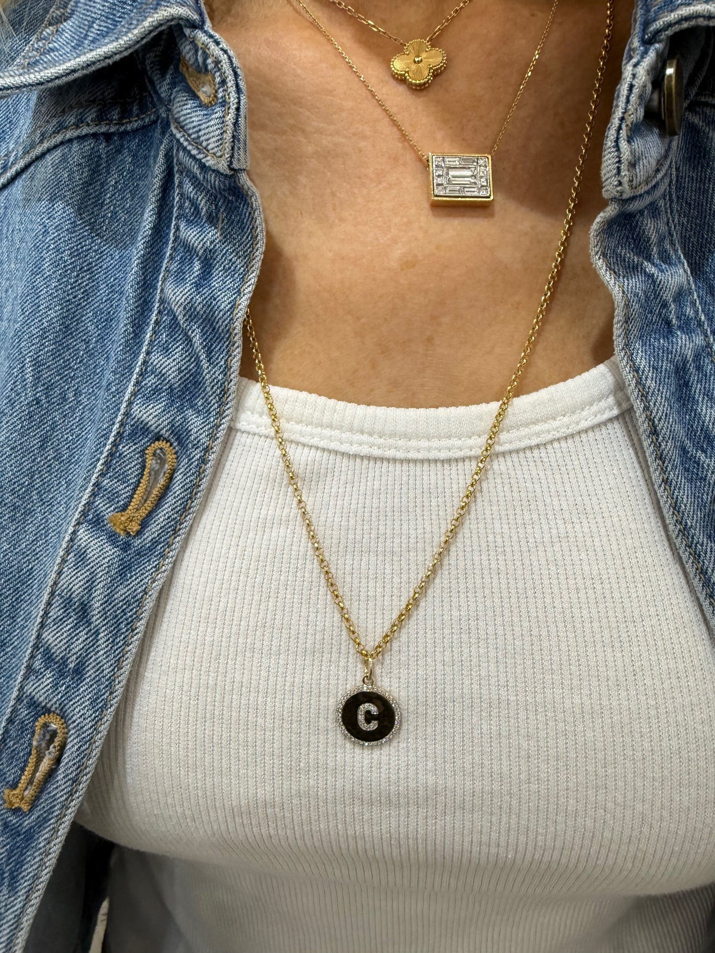 Diamond Letter Medallion Pendant