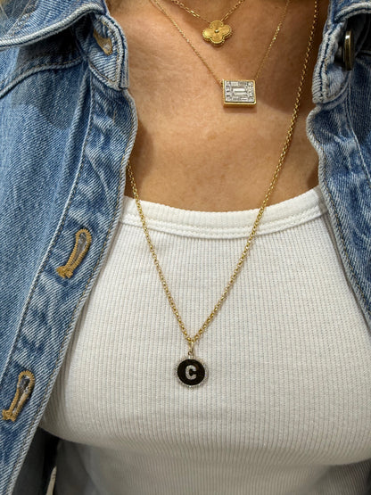 Diamond Letter Medallion Pendant