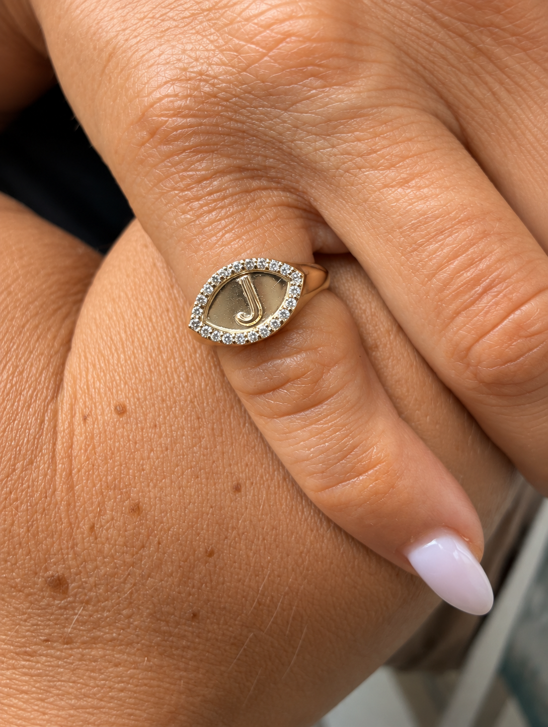 Initial Signet Diamond Ring• 10K Solid Gold - - Jewelry - Goldie Paris Jewelry - Moms Ring