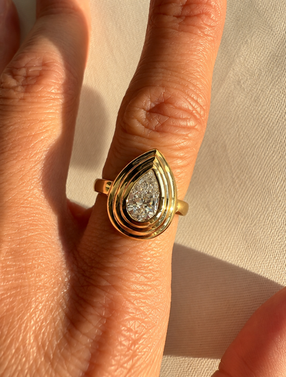 Jaime Pear Diamond Ring • 10K Solid Yellow Gold - - Rings - Goldie Paris Jewelry - New Arrivals Ring