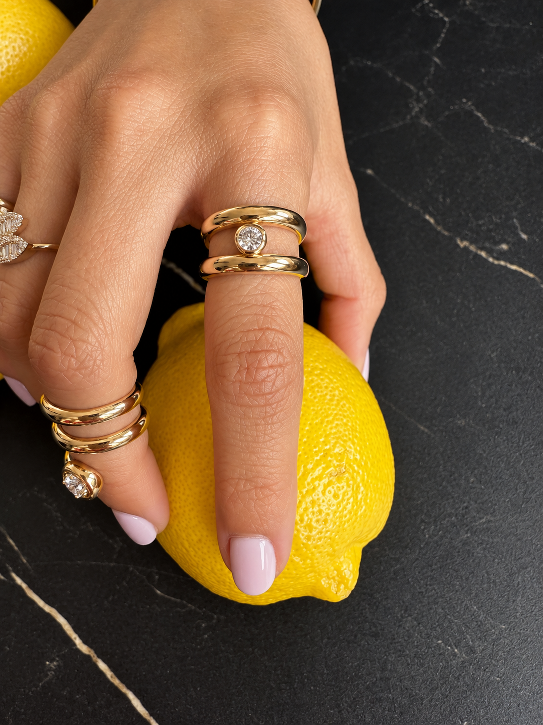 Kaye "Solitaire" Chunky Ring • 10K Solid Yellow Gold - - Jewelry - Goldie Paris Jewelry - Ring