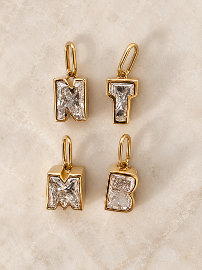 Up to 1.5ct Diamond Letter Pendant • 10K Solid Yellow Gold - - Jewelry - Goldie Paris Jewelry - Last Chance Moms Pendant