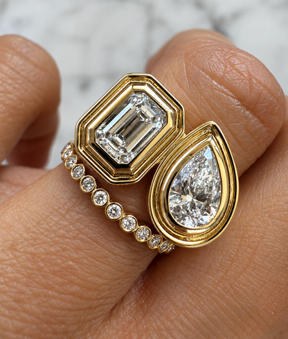 Liv Toi et Moi Diamond Ring • 10K Solid Yellow Gold - - Rings - Goldie Paris Jewelry - New Arrivals Ring