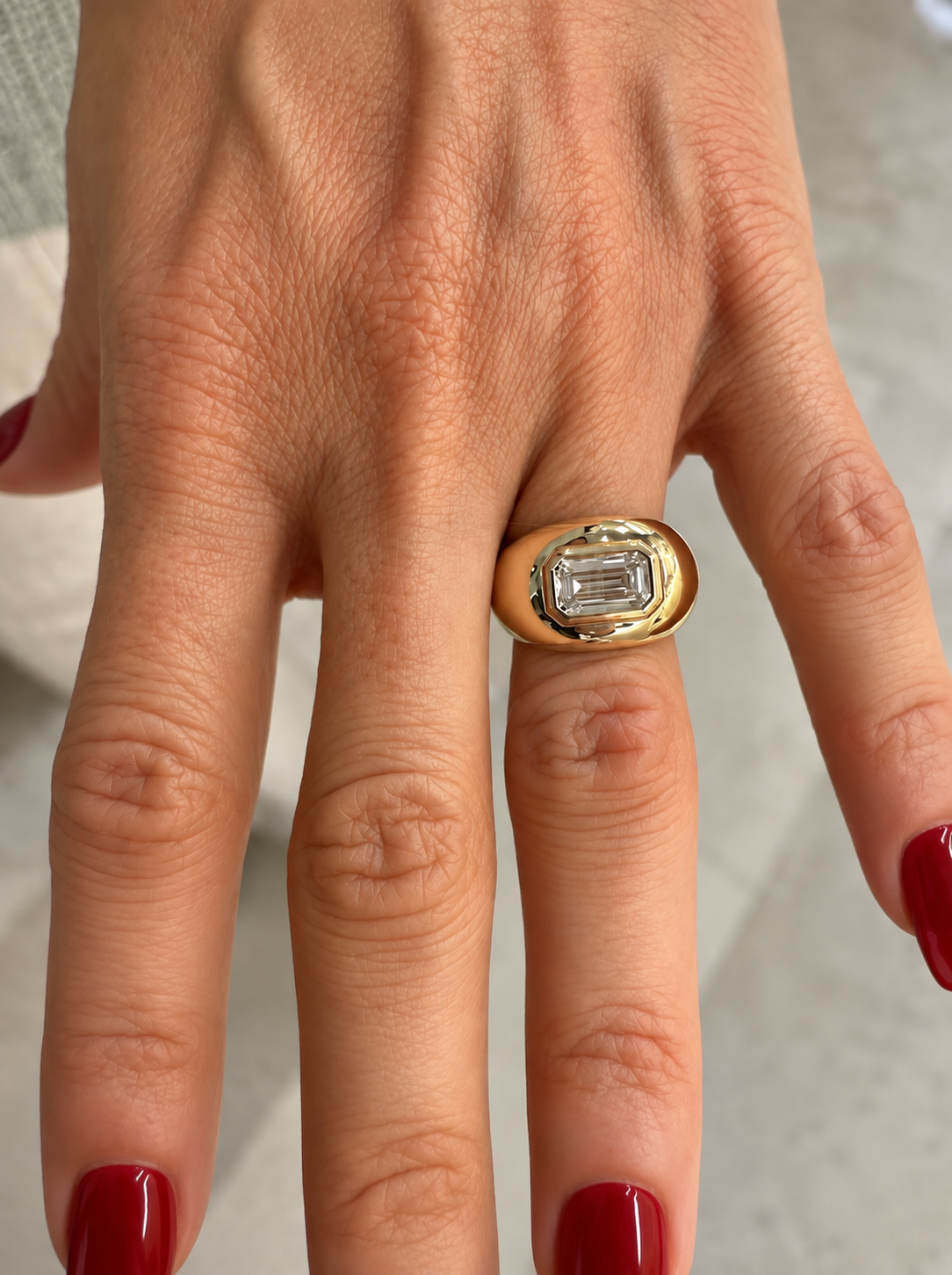 Naya Cloud Ring • Emerald Cut • 10K Solid Yellow Gold - - Rings - Goldie Paris Jewelry - Moms New Arrivals Ring