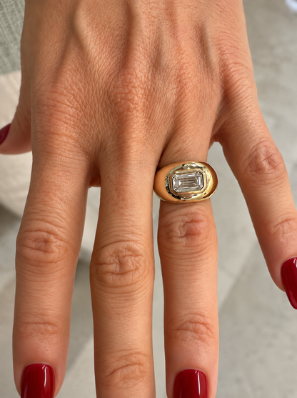 Naya Cloud Ring • Emerald Cut • 10K Solid Yellow Gold - - Rings - Goldie Paris Jewelry - Moms New Arrivals Ring