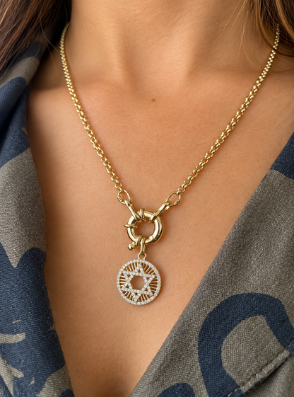 Norit Star of David Medallion Pendant with Diamonds • 10K Solid Yellow Gold - - Jewelry - Goldie Paris Jewelry - Everyday Faith