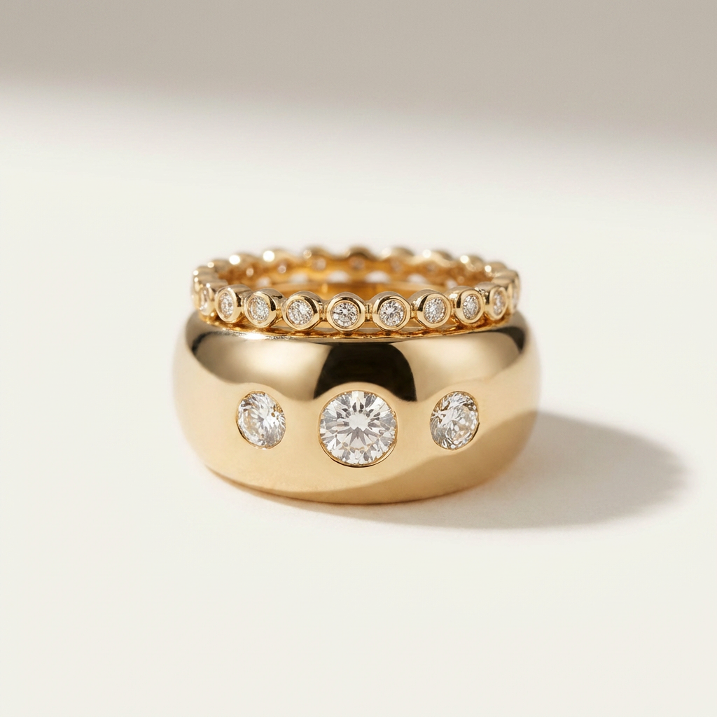 Ilana Bezel-Set Stackable Diamond Band