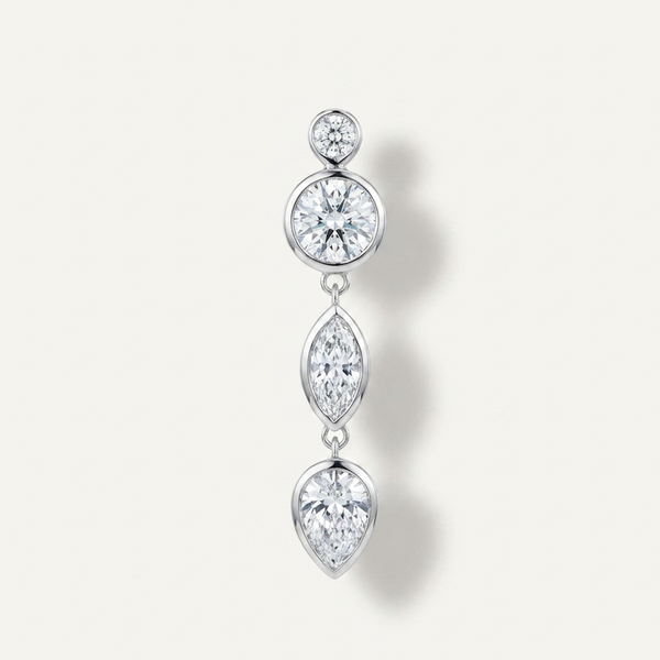 Ava Diamond Drop Earrings • Pair • 10K Solid White Gold