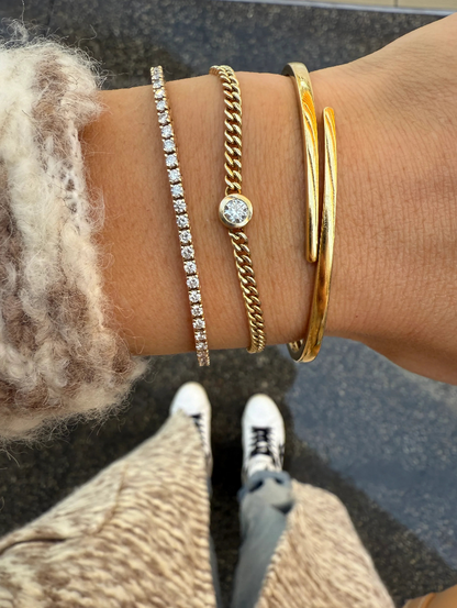 Diamond Bezel Classic Curb Chain Bracelet - - Jewelry - Goldie Paris Jewelry - Bracelet Moms