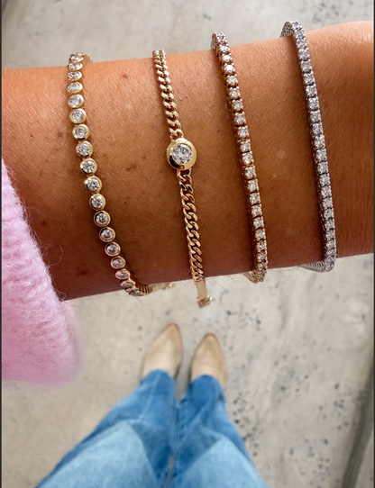 Chloe Bezel-set Diamonds Bangle - - Jewelry - Goldie Paris Jewelry - Bracelet