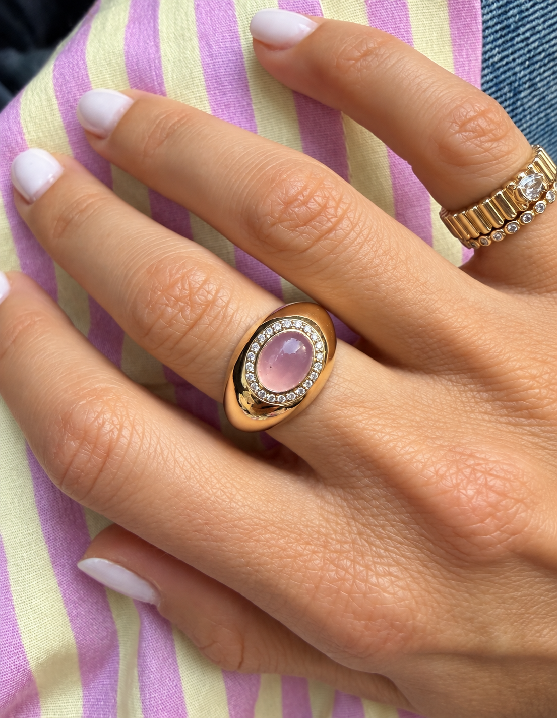 Tamara Rose Quartz Ring• 10K Solid Yellow Gold - - Jewelry - Goldie Paris Jewelry - Gemstones New Arrivals Ring statement