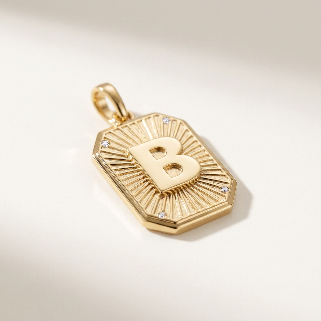Letter Fluted Pendant Dogtag