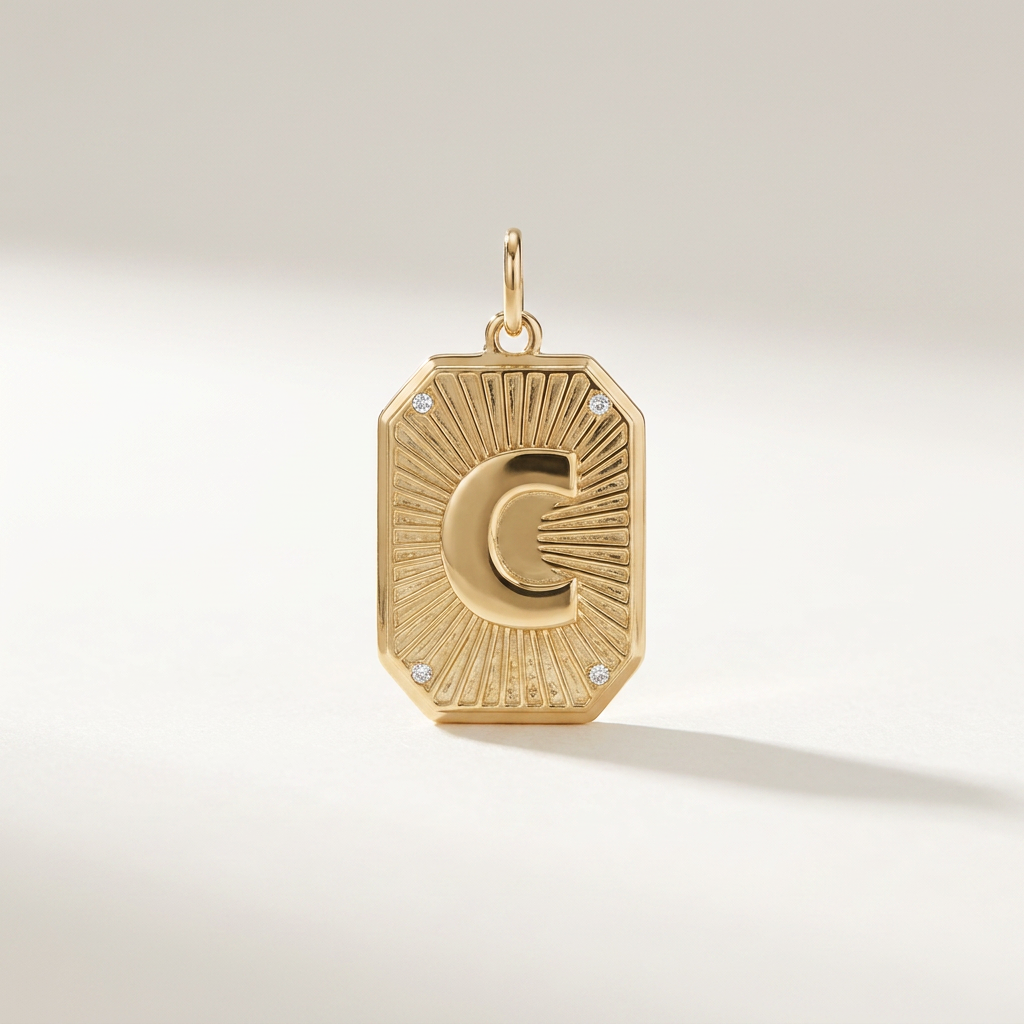 Letter Fluted Pendant Dogtag