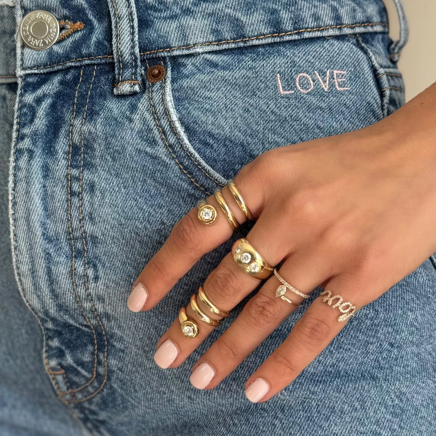 Calli Gypsy-Set Chunky Diamond Ring