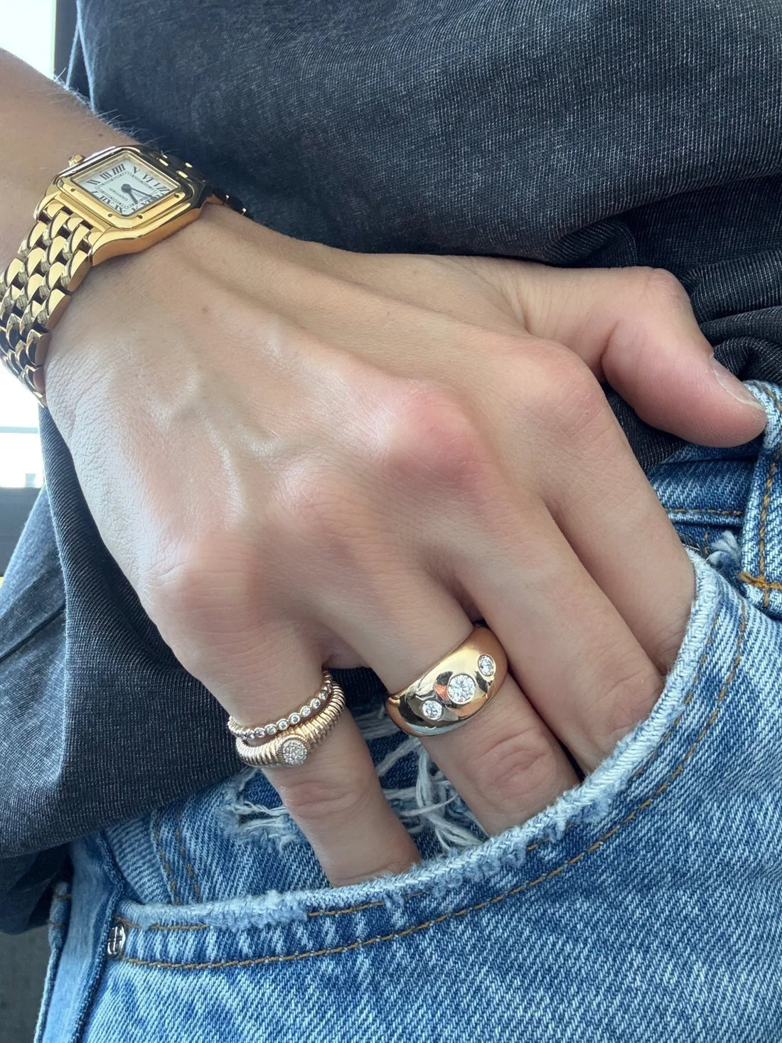 Calli Gypsy-Set Chunky Diamond Ring